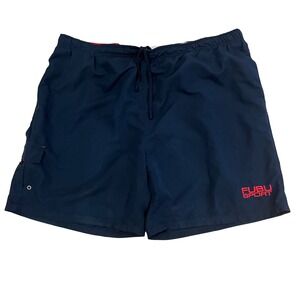 FUBU Sport Mens 3X Navy Blue Swim Trunks Cargo Pocket Mesh Lined Board Shorts